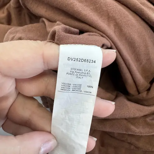 Stefanel Dress Womens Small Brown Long Sleeve Blouson Bubble Hem Viscose Ruched