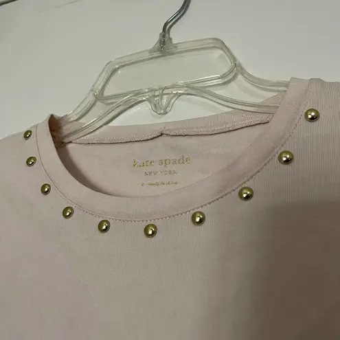 Kate Spade New York pink crew neck cotton shirt ruffle hem size Small Pink