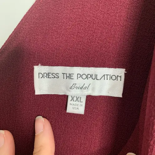 Dress the Population Burgundy Alicia Mixed Media Midi Dress