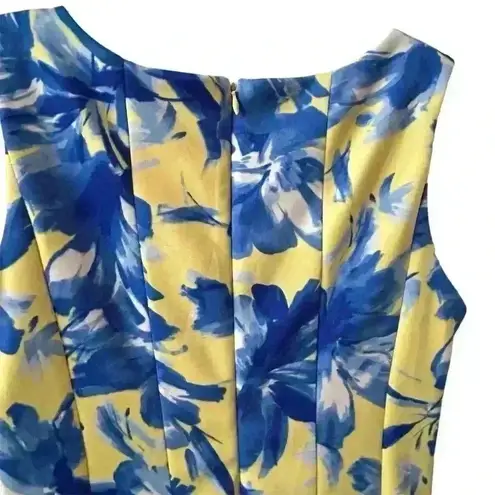 Madison Leigh Women's Floral A-Line Sleeveless Dress Size 6 yellow and blue