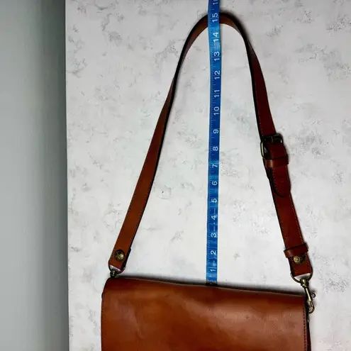 Patricia Nash Leather Heritage Shoulder Bag Brown Saddle Flap Purse