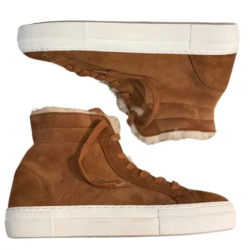 NWOT Celtic & Co Shearling High Top Sneakers in Whisky 7837 Tan Size 10