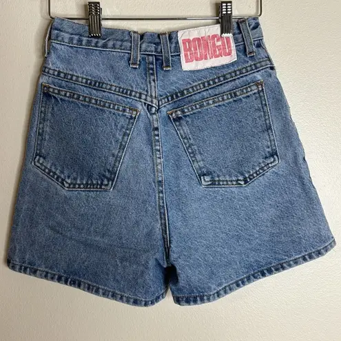 Bongo Vintage  button fly denim jean shorts  big logo on back size 3