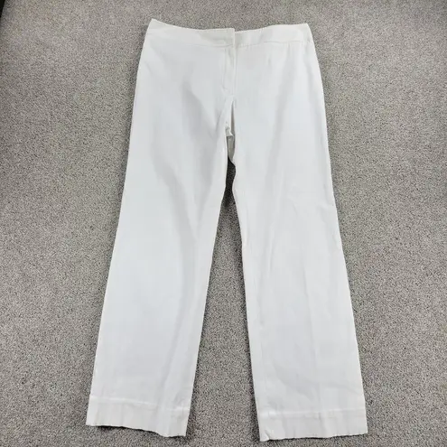 Brooks Brothers 346 Womens Stretch Pants 12 White Wide Leg Flat Front Textured
