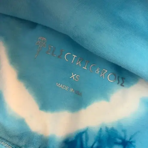 Electric & Rose Grayson Crop Top Sports Bra Crossover Straps Tie Dye Blue XS