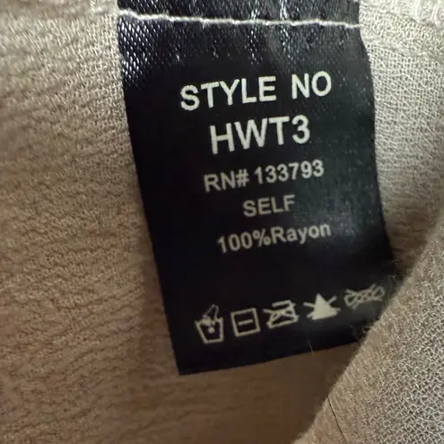 POL  Antique Taupe Ruffled Smocked Long Sleeve Oversized Blouse Sz S