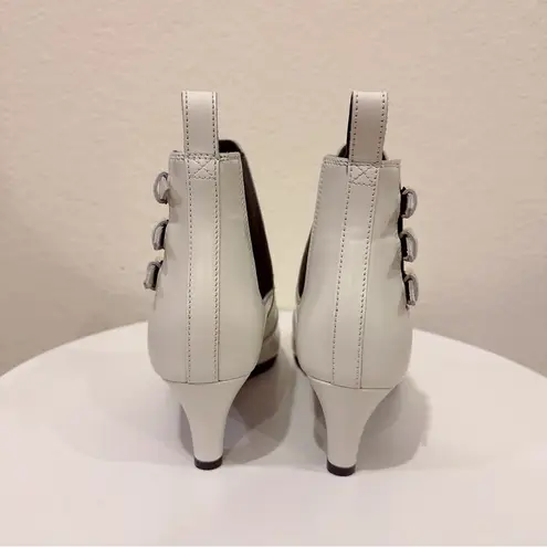 Gucci  Cordovan Lux Elastico Wall Leather Ankle Kitten Heel Bootie Dusty White 37