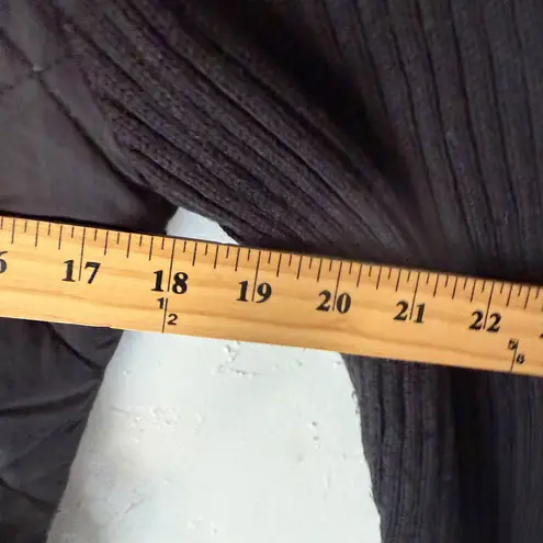 J.Basics Y2k Black Quilted Belted Jacket Faux Fur Collar Knit Sleeve Womens Size L