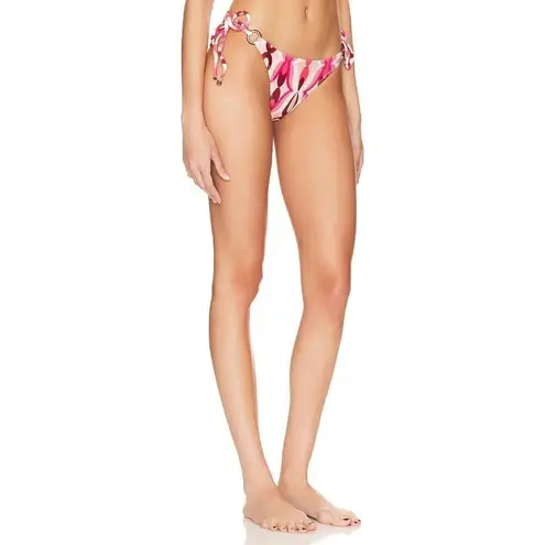 PatBO Twist String Bikini Bottom in Flamant Large New Womens Swim Red