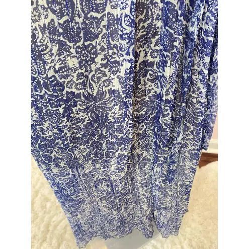 Others Follow Blue and White Paisley Dress w/ Pleats