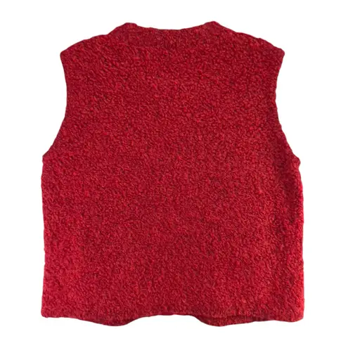 Tabask Vest Women XL Red Alpaca Wool Boucle Pockets Cozy Soft Peruvian Handmade