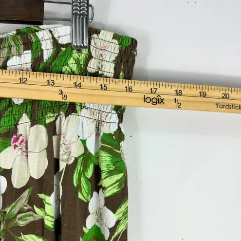 J.Jill Skirt Womens L Brown Green Floral Boho Elastic Waist Resort Vacay Summer Size L