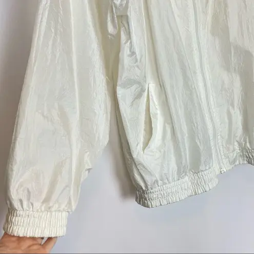 Vintage Nylon Jacket Anchor Embroidery Nautical Windbreaker Lightweight Coat Zip White Size L