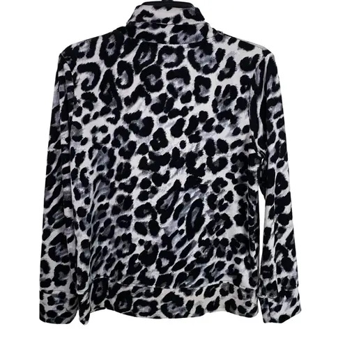 Womens Vintage ONQUE CASUAL Full Zip Velour Grey Cheetah print Jacket Sz M Gray Size M