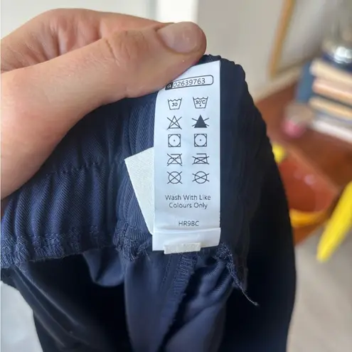 Halara High Waisted Zipper Pocket Shirred Straight Leg Work Pant Navy S Petite