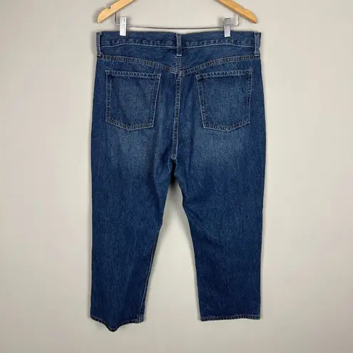 Old Navy  Jeans Women 14 Blue High Rise Slouchy Straight Button Fly Cropped Ankle