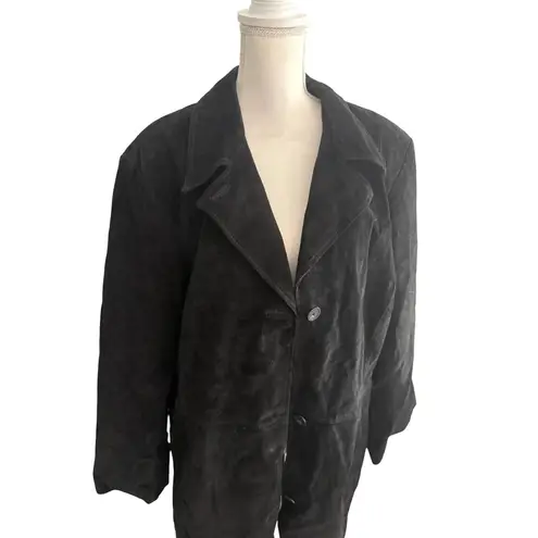 Alfani Woman Black Sueded Leather Jacket Size 3X