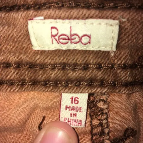 Reba light brown beaded pocket western straight leg jeans Brown Size 16