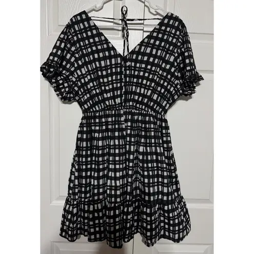 Terra & Sky Women's Ruffled Plaid Print Dress fully lined Plus Size0x (14w) Soot