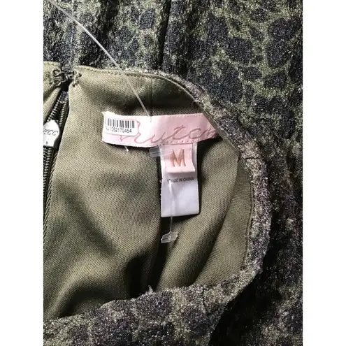 Hutch Women Kari Midi Dress Sz. Med Green Cheetah Print Slinky Sexy Sleeveless