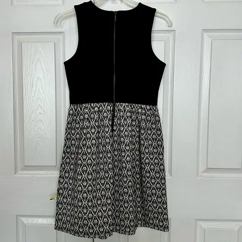 Madewell  Afternoon Dress Diamond Jacquard Tribal Black White Sleeveless Sz Small