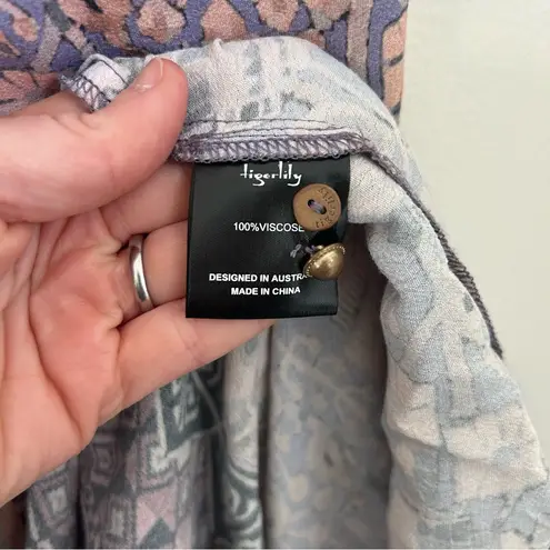 Tigerlily Belle Eau Bohemian Button Down V Neck Maxi Dress 6