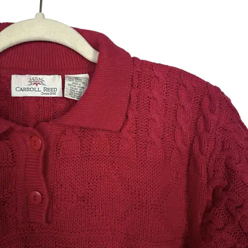 Vtg Carroll Reed Women’s Sz S Red Short Sleeve Cable Knit Short Sleeve Sweater