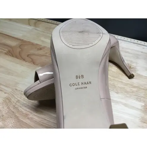 Cole Haan  Grand 360 Platform Pumps Women's 8.5 Beige Patent Leather Peep Toe