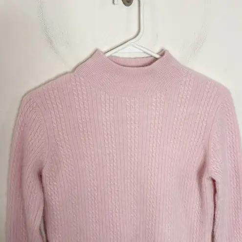 Investments Vintage powder pink cashmere cable knit turtleneck sweater size S