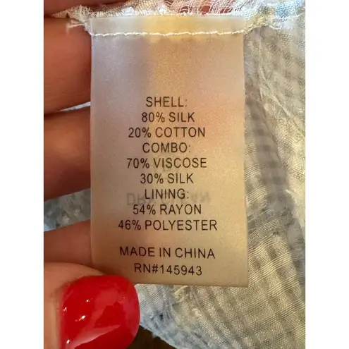 Chelsea And Walker Shirt Women 8 Ivory Floral Silk Blend Asymmetric Becky Cami Green