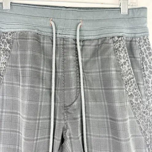 Anthropologie  Nomad Joggers Size Small Petite Gray Plaid Leopard Tencel Lyocell