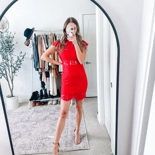 Saylor Red Lace Peekaboo Dress