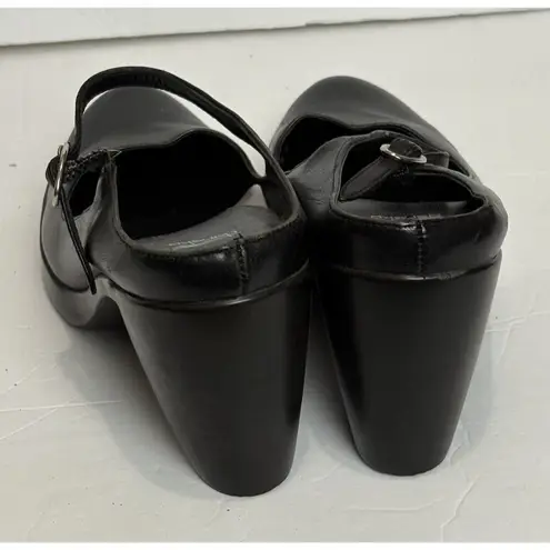 Dansko Trixie Open Back Napa Leather Mary Jane Block Heel US 8/EU 38.5 Black EUC