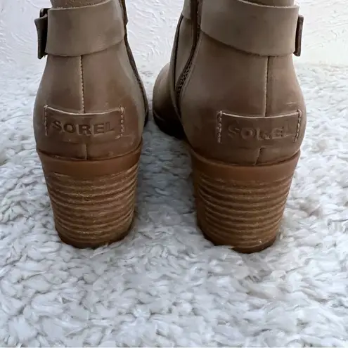 Sorel  Cate Ankle Boots Booties Leather  Buckle Strap Comfort Size 9.5