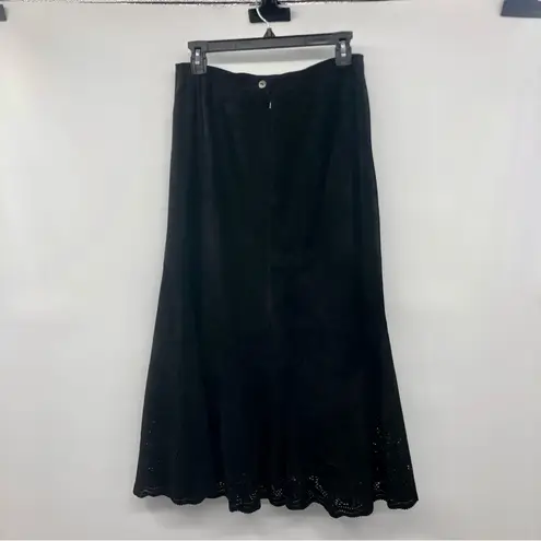 Chico's  Suede Leather Skirt Womens  1 (M/8) Used Black Laser Cutouts