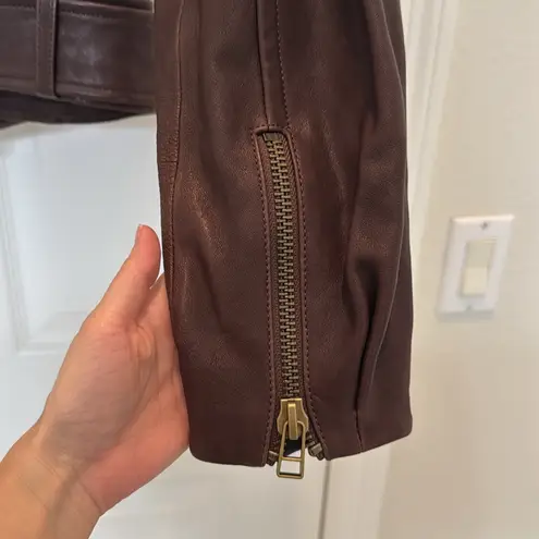 Veronica Beard NWT Marea Leather Moto Jacket in Brown Size 2