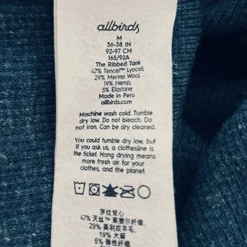 Allbirds Ribbed Tank Top Shadow Blue Sizes Medium and Large