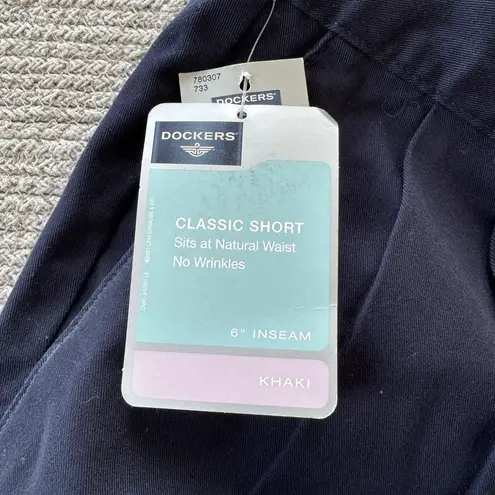 Dockers Navy Blue Classic High Natural Waist Pleated Chino Shorts Size 10 NWT