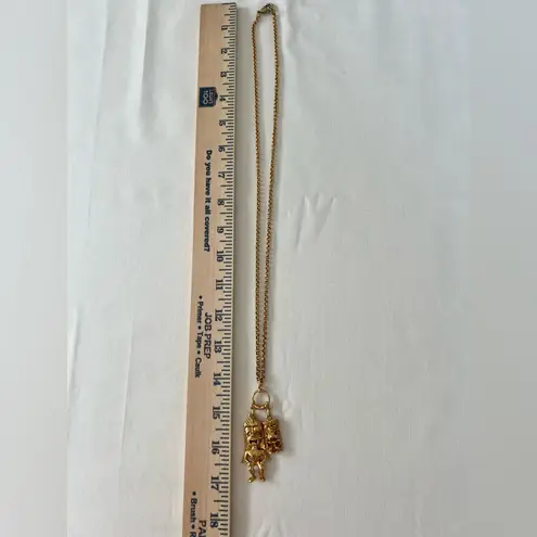 Vintage Hawaiian Tiki Pendant Necklace Gold Tone Chain Tribal God Charm Jewelry