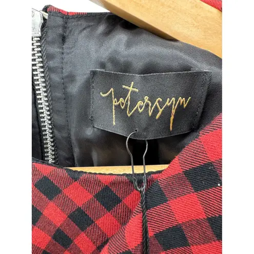 NWT Petersyn Ariana Arona Gingham Ruffle Asymmetrical Dress Red Black XS Size undefined