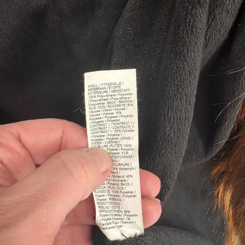 River Island Moto Jacket Womens 6 Black Faux Leather Faux Fur Trim Belt Pockets