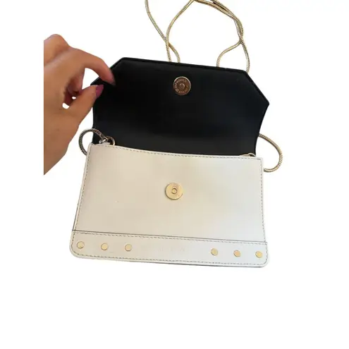 Milly  Hologram White Leather Studded Chain Crossbody Bag