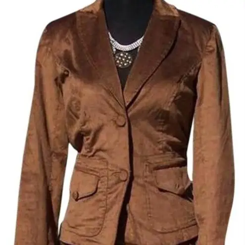 Cache  Brown Thin Corduroy Lined Suit Jacket Top New Front Button NWT $178 thumbnail 1