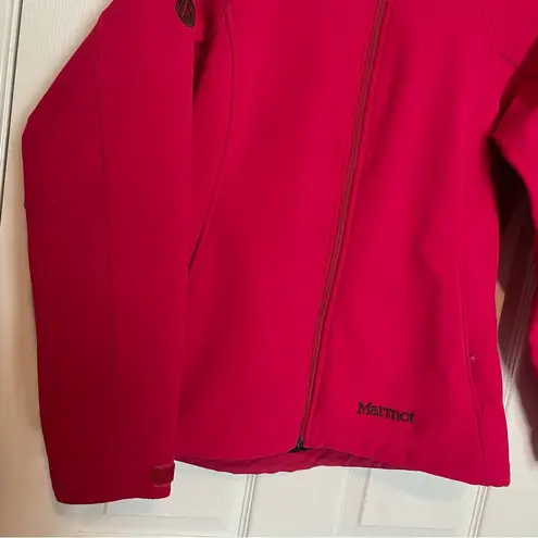 Marmot Gravity Soft Shell Jacket Sz Medium Pink Red Zip Front Fleece Lined