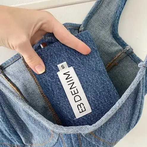 EB Denim Cropped Lace Up Denim Bustier Corset Top