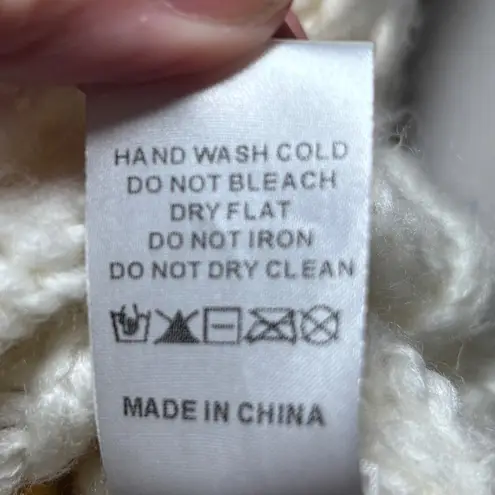 Leche Cream Gold Striped Loose Knit Long Sleeve Sweater L Large Soft Preppy Tan