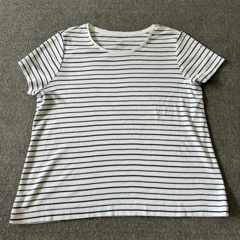 J Jill Pima Crew Neck Tee Womens L Stripe 100% PIMA Cotton Short Sleeve White Size L - Image 1