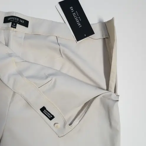 Lafayette 148  NY New $328 Stretch Cropped Bleecker Pants Vapor White size 8