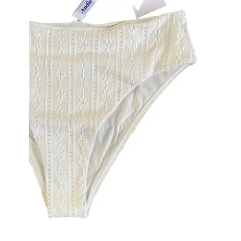 ANDIE NWT Swim The 90s High Waisted Eyelet Embroidered Bikini Bottom S Coconut