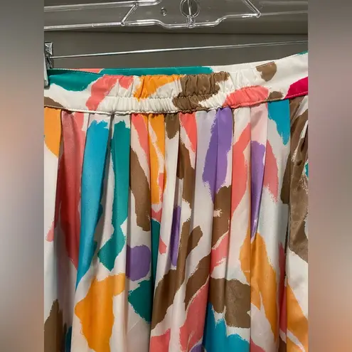 Vintage Diversity 80s 90s Pastel Colorful Multicolor Patterned Midi Skirt White Size 8